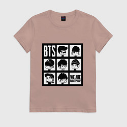 Футболка хлопковая женская BTS: We are bulletproof, цвет: пыльно-розовый
