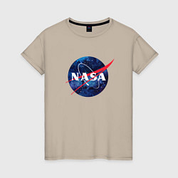 Футболка хлопковая женская NASA: Cosmic Logo, цвет: миндальный