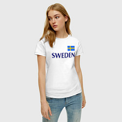 Футболка хлопковая женская Сборная Швеции: 10 номер, цвет: белый — фото 2