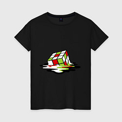 Футболка хлопковая женская Кубик рубика, цвет: черный