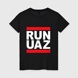 Футболка хлопковая женская Run UAZ, цвет: черный