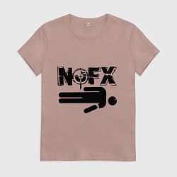 Футболка хлопковая женская NOFX crushman, цвет: пыльно-розовый