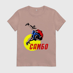 Футболка хлопковая женская Спортивное самбо, цвет: пыльно-розовый