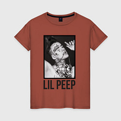 Футболка хлопковая женская Lil Peep: Black Style, цвет: кирпичный