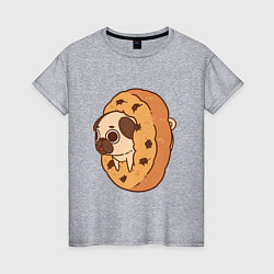 Женская футболка Мопс-печенька