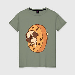 Женская футболка Мопс-печенька