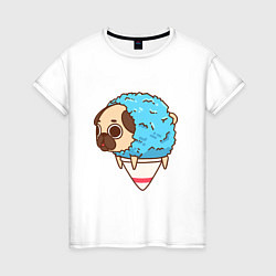 Женская футболка Мопс-мороженое