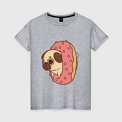 Женская футболка Мопс-пончик