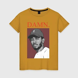 Футболка хлопковая женская Kendrick Lamar: DAMN, цвет: горчичный