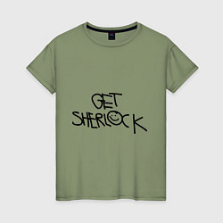 Футболка хлопковая женская Get sherlock, цвет: авокадо