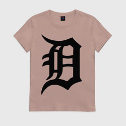 Футболка хлопковая женская Detroit Tigers, цвет: пыльно-розовый