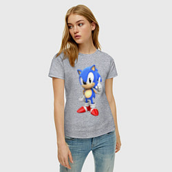 Футболка хлопковая женская Classic Sonic, цвет: меланж — фото 2