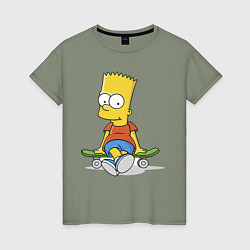 Женская футболка Барт на скейте
