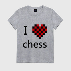 Футболка хлопковая женская I love chess, цвет: меланж