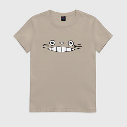 Футболка хлопковая женская Totoro face, цвет: миндальный
