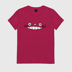 Футболка хлопковая женская Totoro face, цвет: маджента