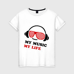 Футболка хлопковая женская My music my life, цвет: белый