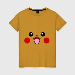 Футболка хлопковая женская Happy Pikachu, цвет: горчичный