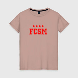 Футболка хлопковая женская FCSM Club, цвет: пыльно-розовый