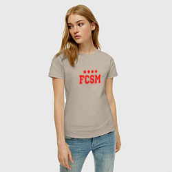 Футболка хлопковая женская FCSM Club, цвет: миндальный — фото 2