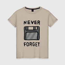 Футболка хлопковая женская Never Forget, цвет: миндальный