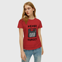 Футболка хлопковая женская Never Forget, цвет: красный — фото 2