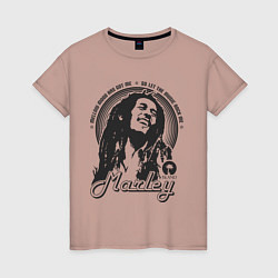 Футболка хлопковая женская Bob Marley: Island, цвет: пыльно-розовый