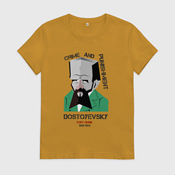 Футболка хлопковая женская Dostoevsky Crime, цвет: горчичный