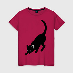 Женская футболка ЧернаяБелая кошечка
