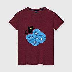 Женская футболка Кот программиста