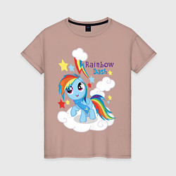 Футболка хлопковая женская Rainbow Dash, цвет: пыльно-розовый