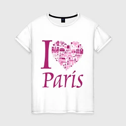 Футболка хлопковая женская I love Paris, цвет: белый