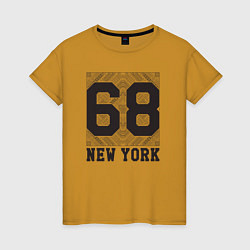 Футболка хлопковая женская New York 68, цвет: горчичный