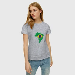 Футболка хлопковая женская Brazil Country, цвет: меланж — фото 2