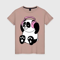 Женская футболка Panda in headphones панда в наушниках