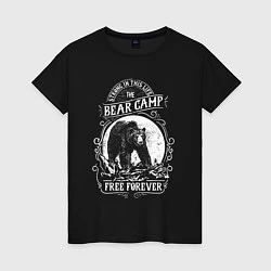 Футболка хлопковая женская Bear Camp Free Forever, цвет: черный