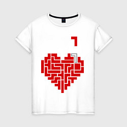 Футболка хлопковая женская Тетрис сердца, цвет: белый