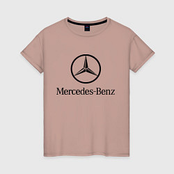 Футболка хлопковая женская Logo Mercedes-Benz, цвет: пыльно-розовый