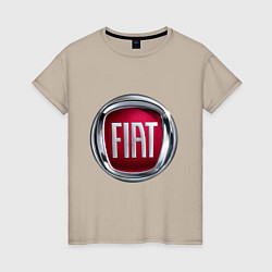 Футболка хлопковая женская FIAT logo, цвет: миндальный