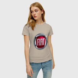 Футболка хлопковая женская FIAT logo, цвет: миндальный — фото 2