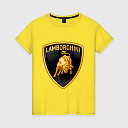 Футболка хлопковая женская Lamborghini logo, цвет: желтый