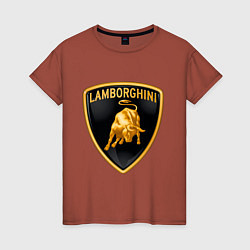 Футболка хлопковая женская Lamborghini logo, цвет: кирпичный