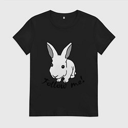 Футболка хлопковая женская Rabbit: follow me, цвет: черный