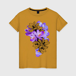 Футболка хлопковая женская Krokus Flower, цвет: горчичный