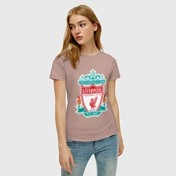 Футболка хлопковая женская Liverpool FC, цвет: пыльно-розовый — фото 2