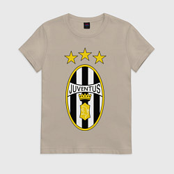 Футболка хлопковая женская Ювентус, цвет: миндальный