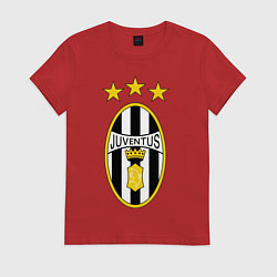 Футболка хлопковая женская Ювентус, цвет: красный