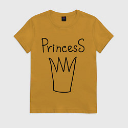 Футболка хлопковая женская PrincesS picture, цвет: горчичный