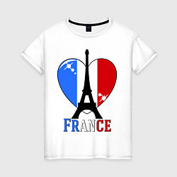 Футболка хлопковая женская France Love, цвет: белый