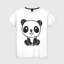 Футболка хлопковая женская Малыш панда, цвет: белый